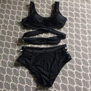 Black high-waisted bikini